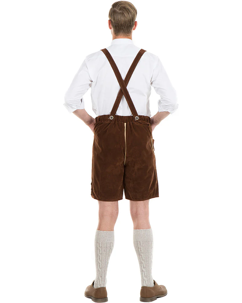 Oskar Deluxe Brown Lederhosen Plus Size Mens Costume - Image 3