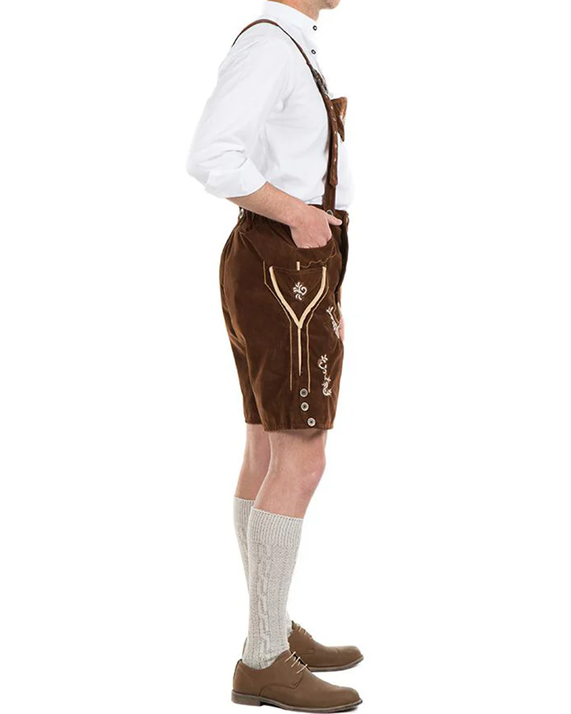 Oskar Deluxe Brown Lederhosen Plus Size Mens Costume - Image 4