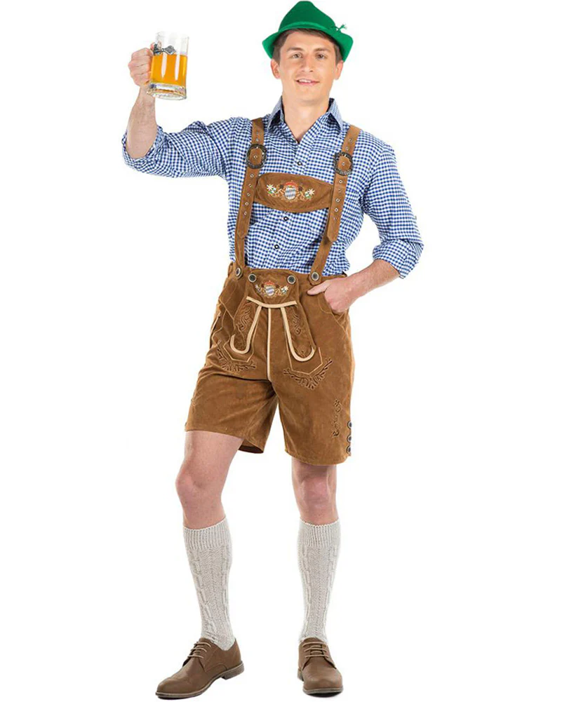 Oskar Deluxe Tan Lederhosen Mens Costume - Image 2