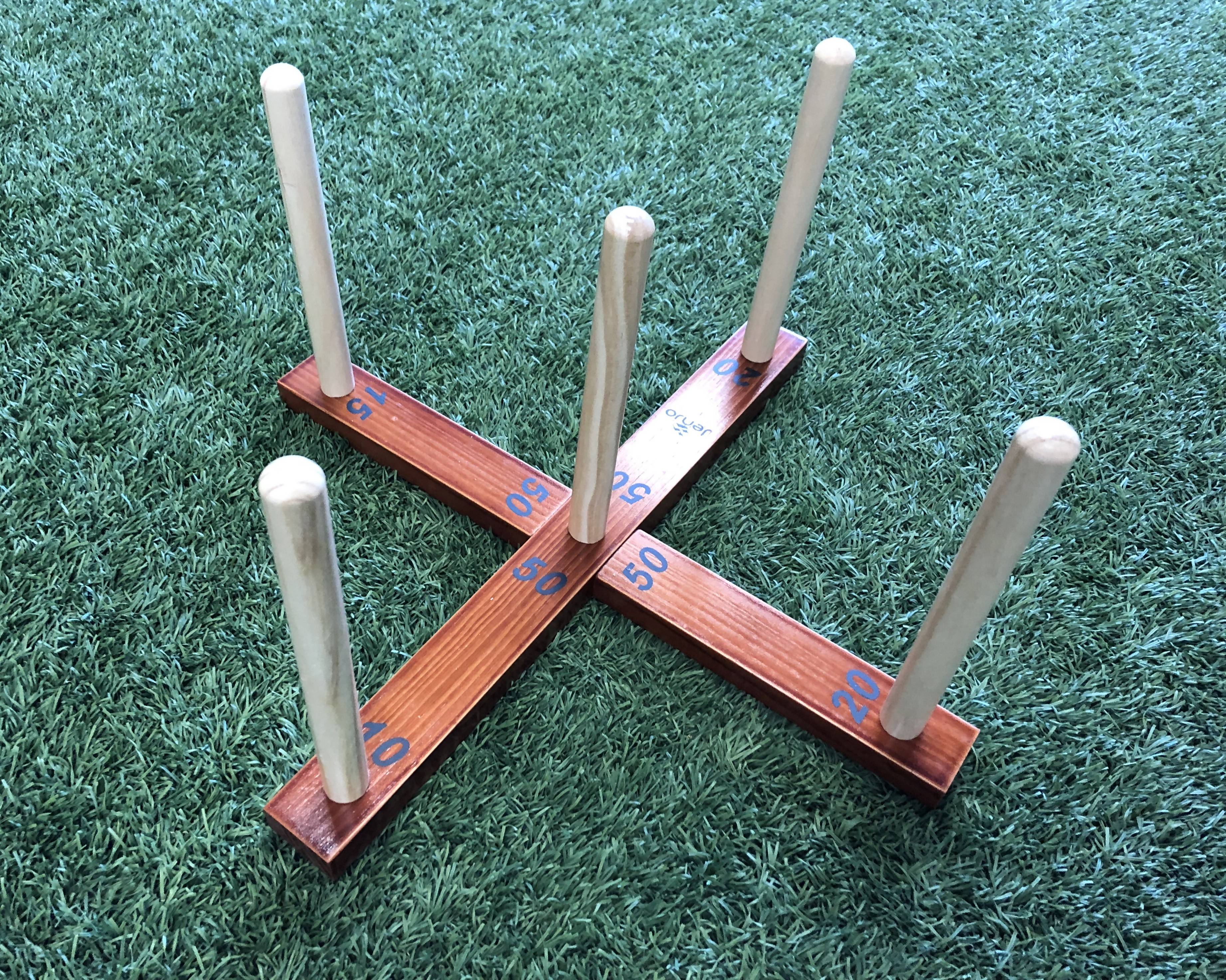 Outdoor Wooden Set Rope Ring Toss Quoits Game 40cm - Image 2