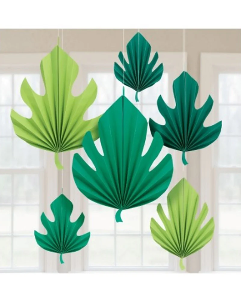 Palm Leaf Shaped Fan Decorations Pack of 6 - Image 2