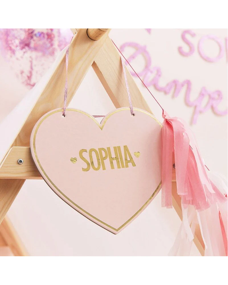 Pamper Party Pink Customisable Heart Name Sign Pack of 4 - Image 3