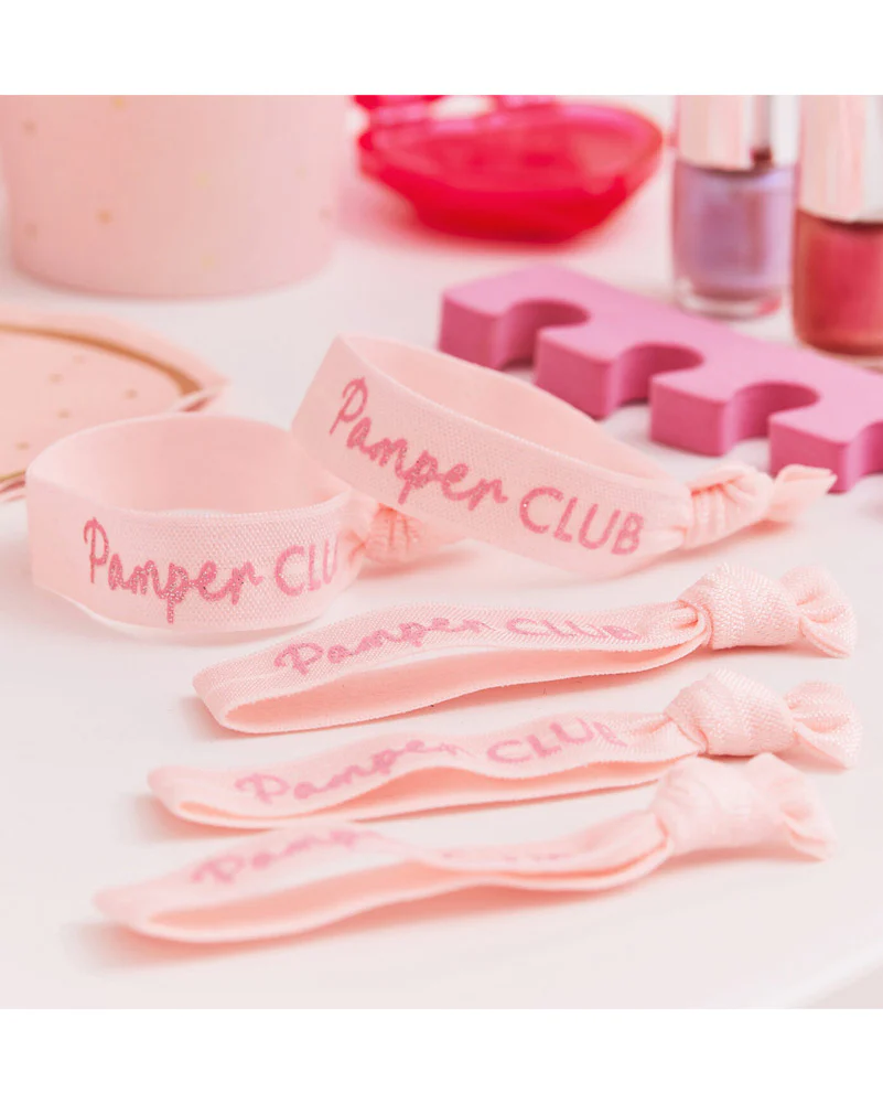 Pamper Party Pink Glitter Pamper Club Elastic Hair Ties Pack of 5 - Image 2