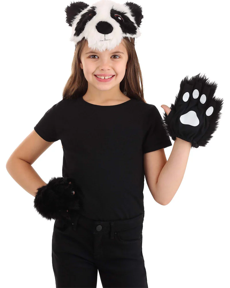 Panda Plush Headband and Paws Deluxe Set - Image 2