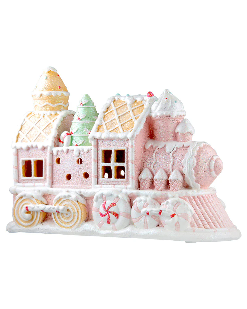 Pastel Resin LED Candy Train Christmas Decoration 24cm - Image 2