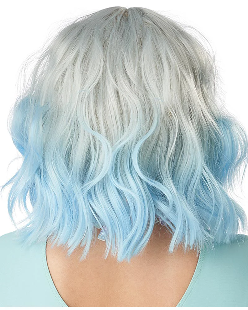Pastel Textured Silver and Blue Short Wig - Image 3