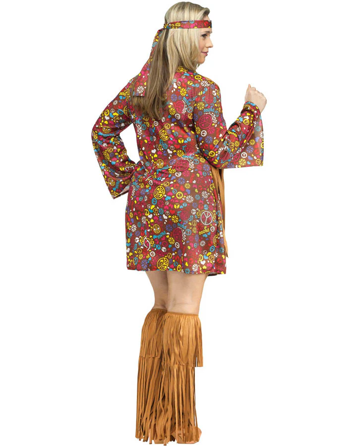 60s Peace and Love Hippie Womens Plus Size Costume - Image 2