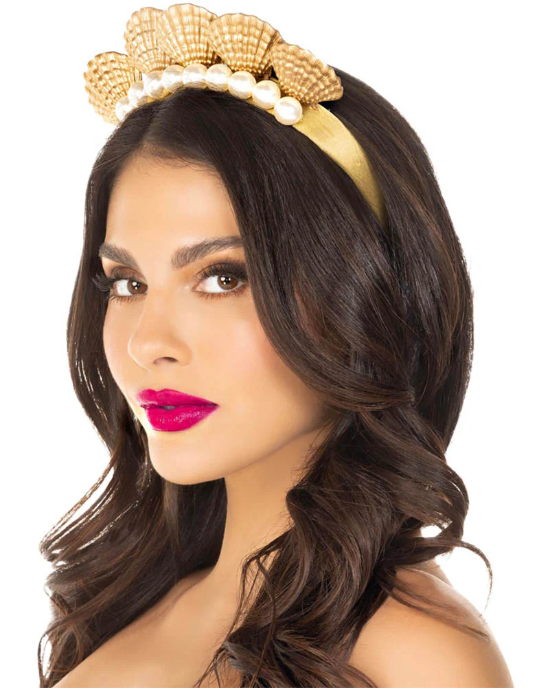 Pearl Shell Mermaid Crown Headband - Image 2