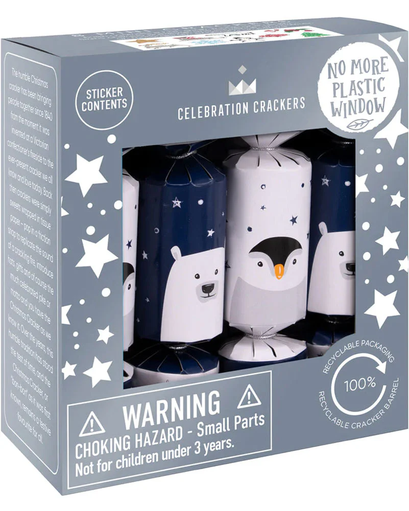 Penguin and Polar Bear Mini Christmas Crackers Pack of 8 - Image 2