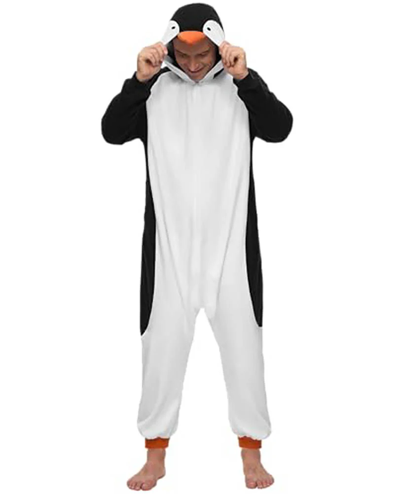 Penguin Hooded Adult Jumpsuit - Image 3