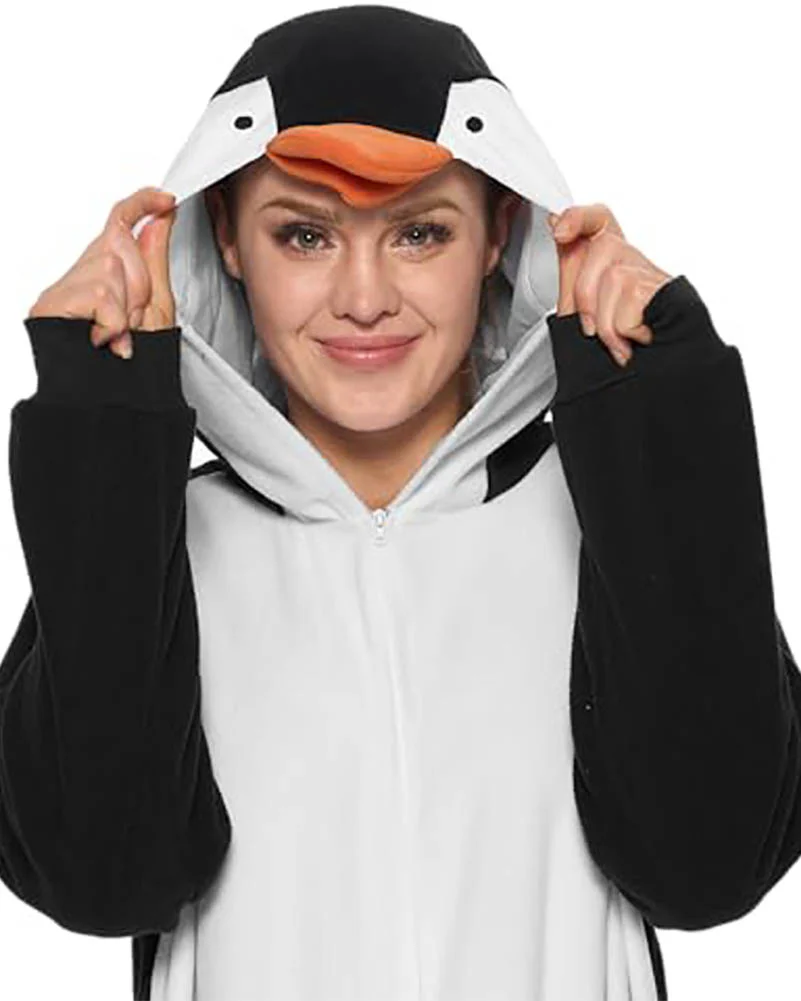 Penguin Hooded Adult Jumpsuit - Image 4