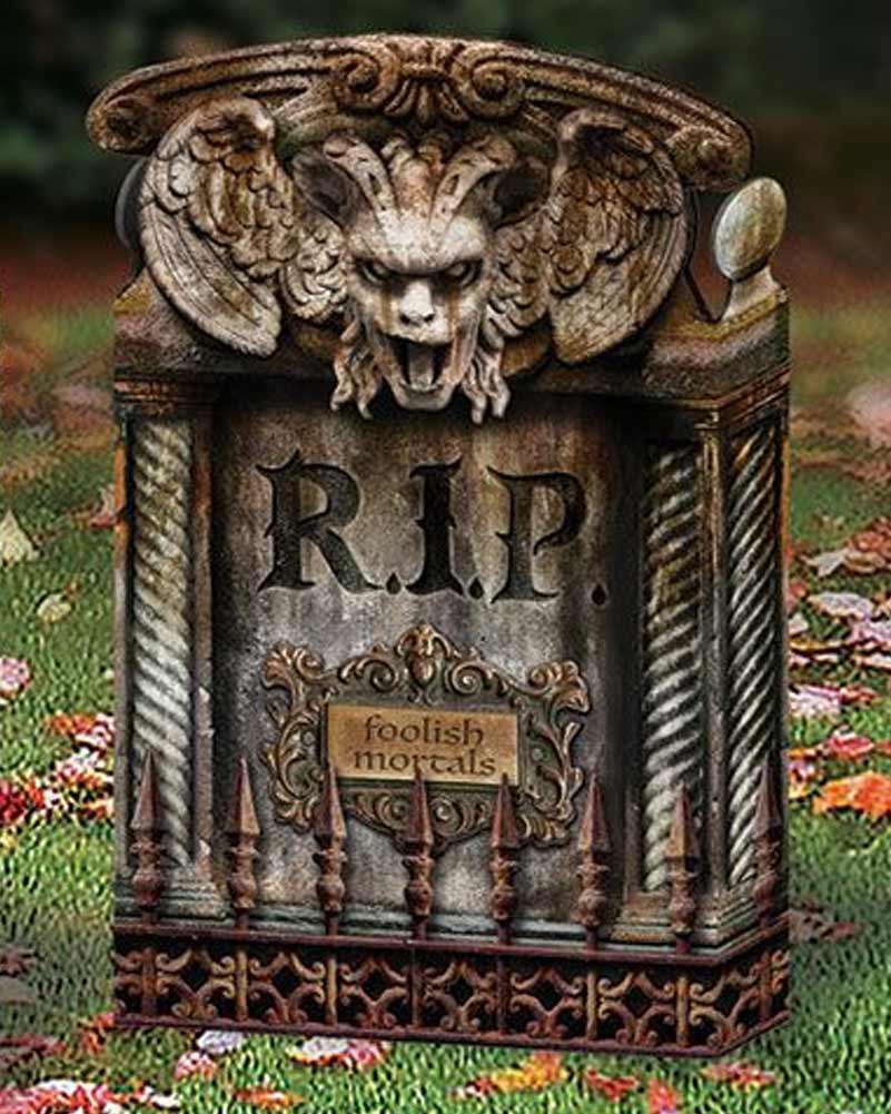PhotoReal Gargoyle Brown Folding Tombstone 56cm - Image 2