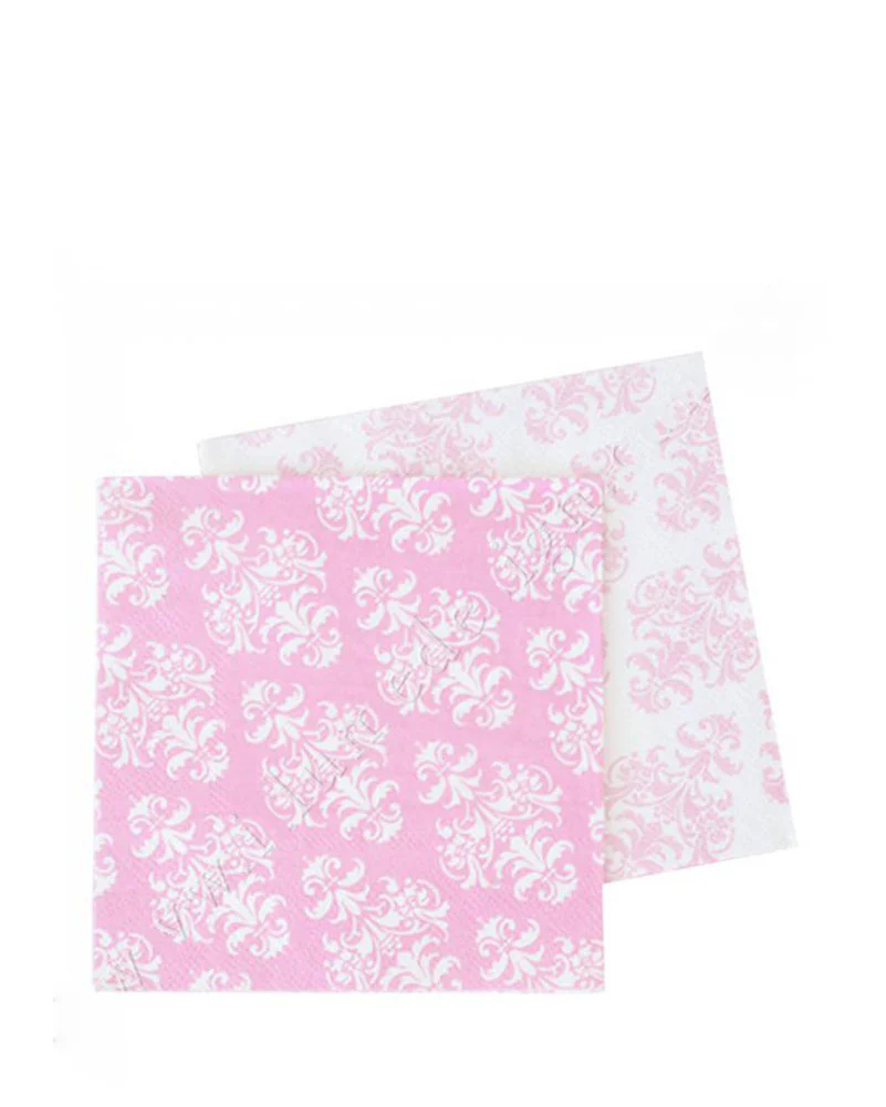 Pink Damask 12cm Napkins Pack of 20