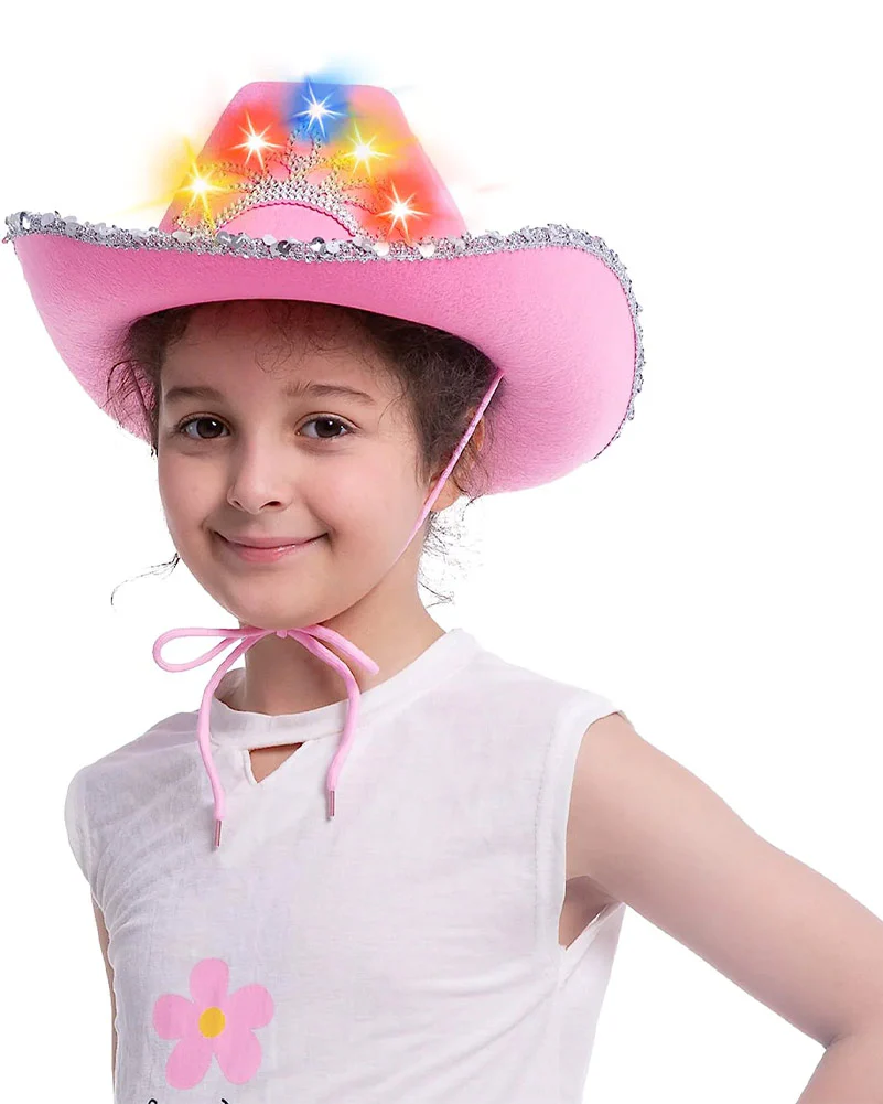 Pink Sparkly Cowboy Light Up Hat - Image 4