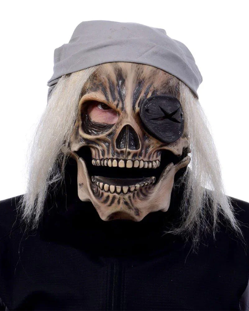 Pirate Skull Wearing Bandana Premium Mask with Moving Mouth