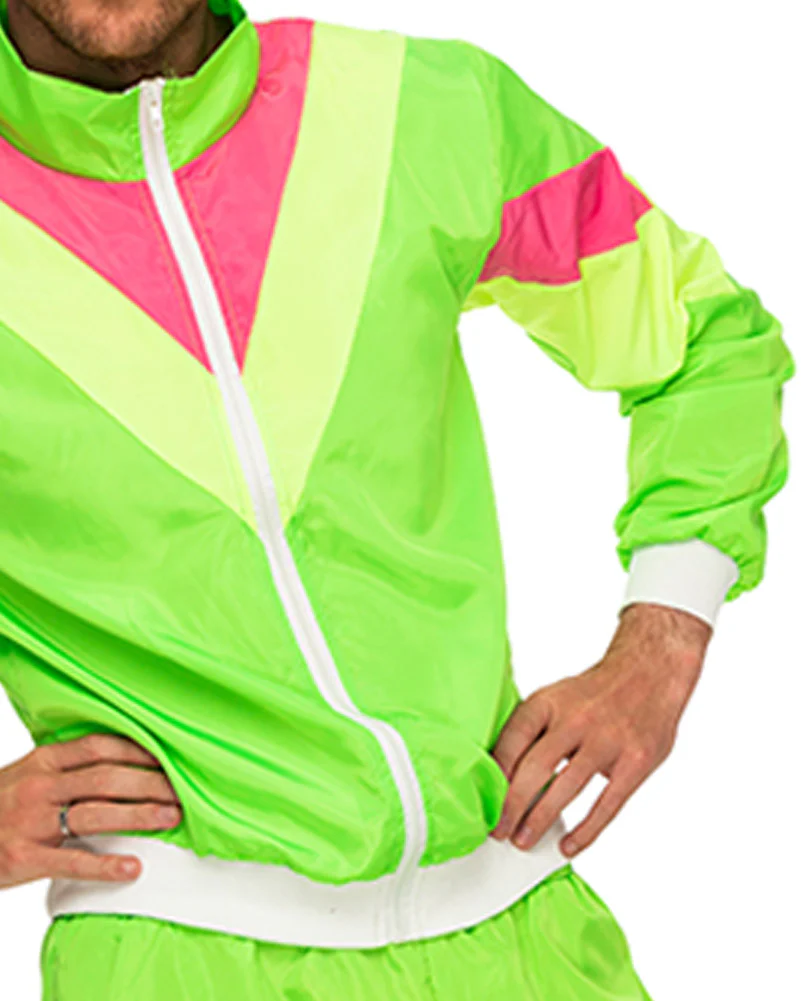 80s Neon Tracksuit Plus Size Mens Costume - Image 4