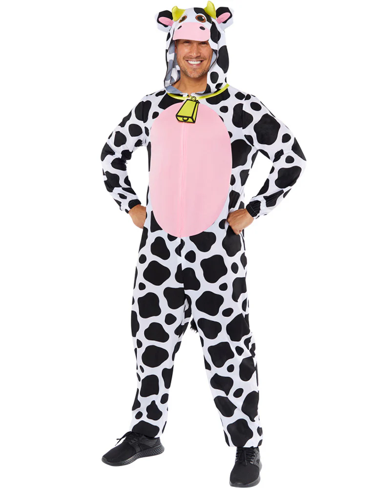 Plush Cow Jumpsuit Adult Costume - Image 2