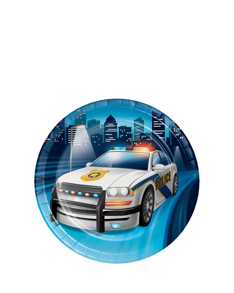Police Party 18cm Dessert Plates Pack of 8