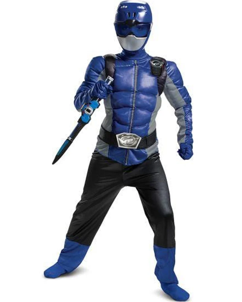 Power Rangers Blue Ranger Beast Morpher Classic Muscle Kids Costume - Image 3