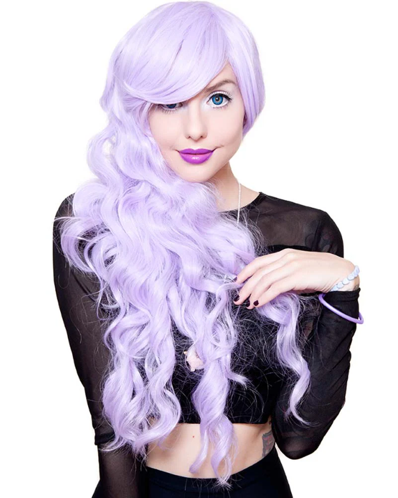 Premium Long Wavy Lavender Wig - Image 2