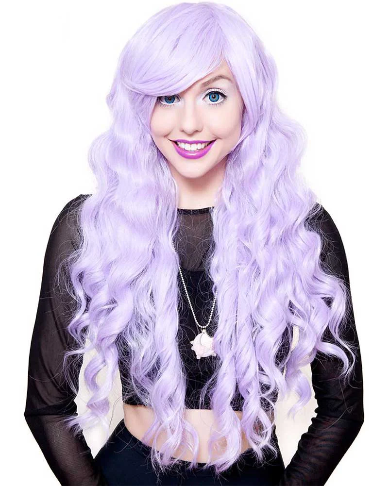 Premium Long Wavy Lavender Wig - Image 3