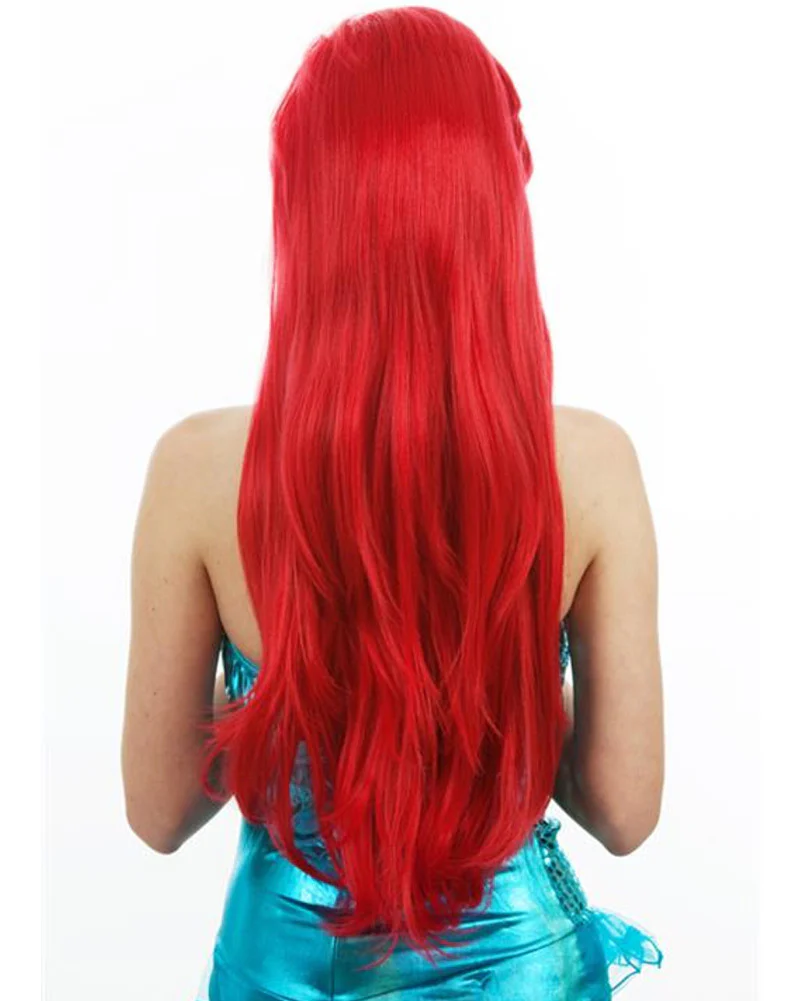 Premium Mermaid Long Red Wig with Starfish Hair Clip - Image 2