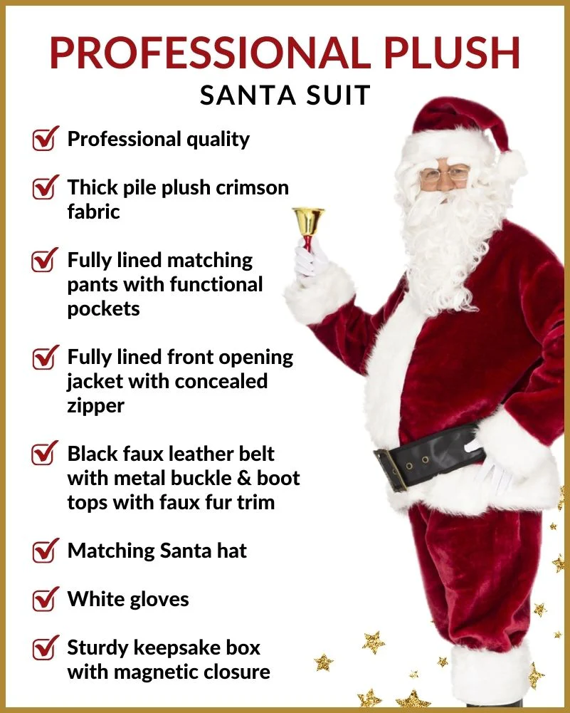 Professional Plush Santa Suit Mens Christmas Costume - Image 10