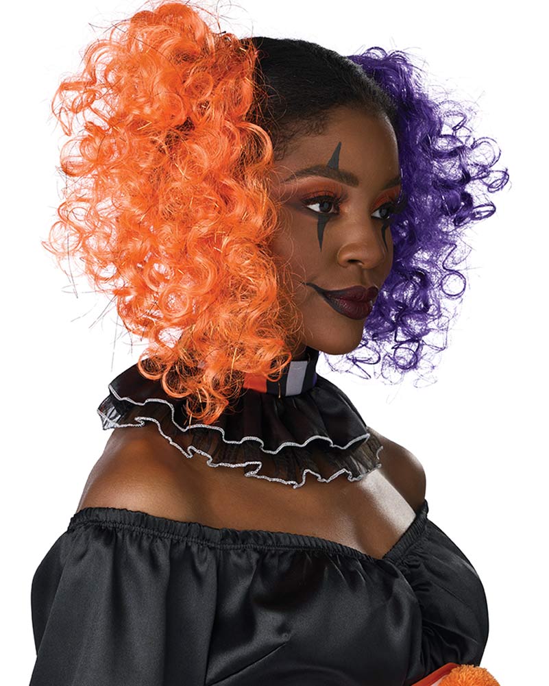 Purple and Orange Curly Clips Wig - Image 3