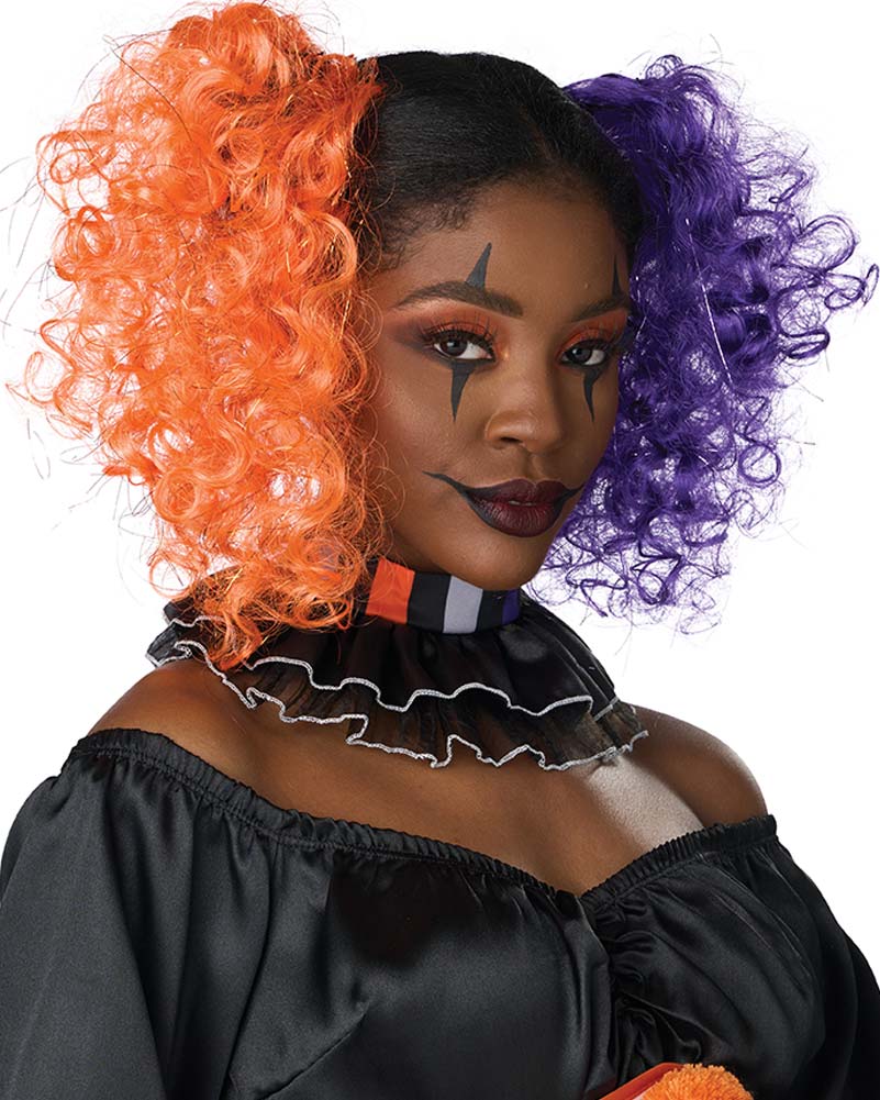Purple and Orange Curly Clips Wig - Image 4
