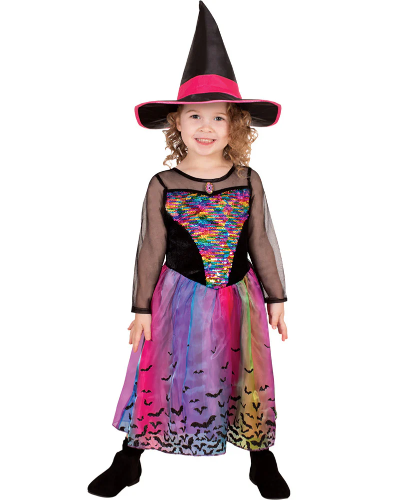 Rainbow Colour Magic Witch Deluxe Girls Book Week Costume