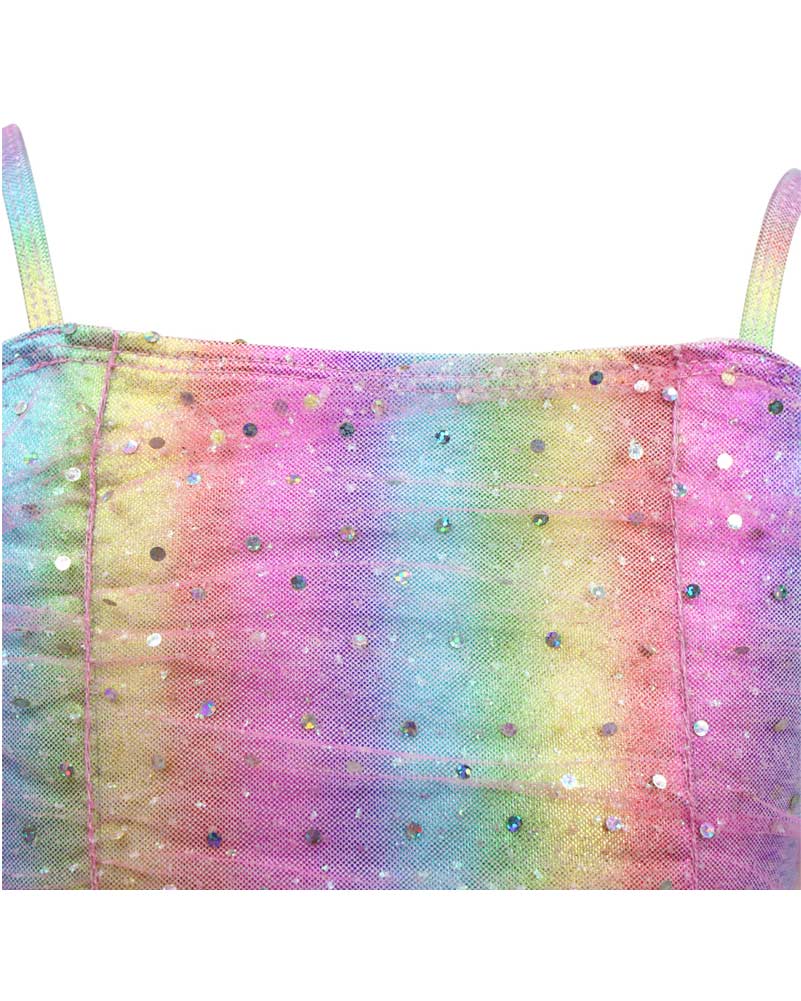 Rainbow Ruched Sparkle Party Dress Girls Costume - Image 4