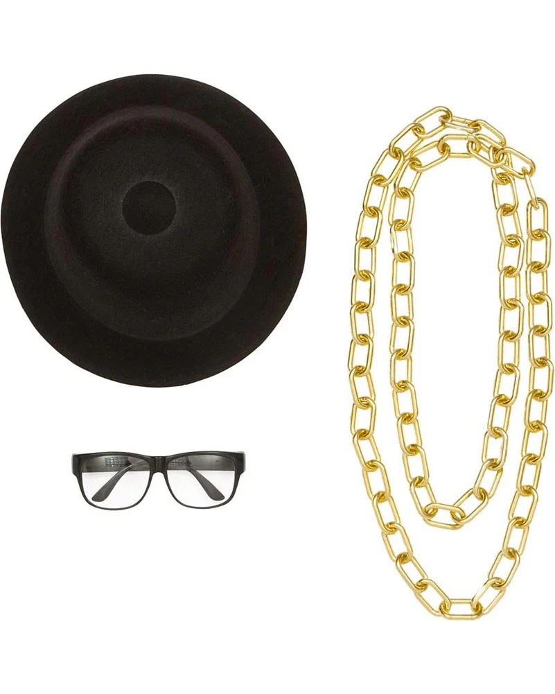 90s Rapper Hat Glasses and Gold Chain Set - Image 2