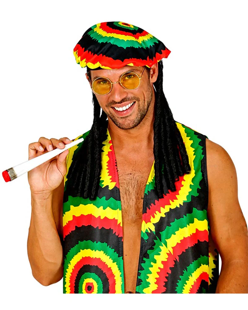 Rastafari Tam with Dreadlocks Glasses and Joint Set - Image 3
