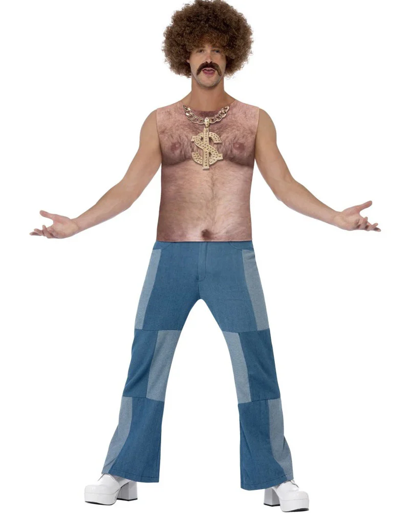 Realistic 70s Hairy Chest Mens Shirt