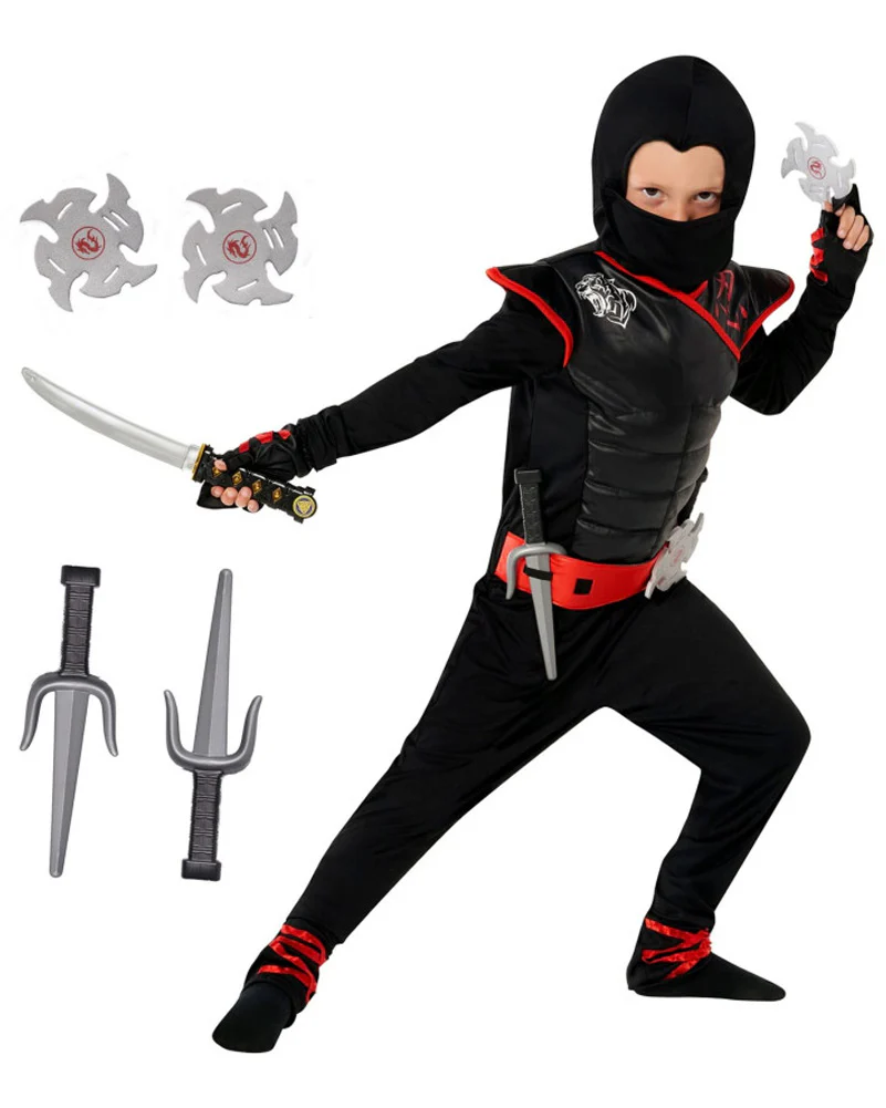 Red and Black Deadly Ninja Boys Costume - Image 2