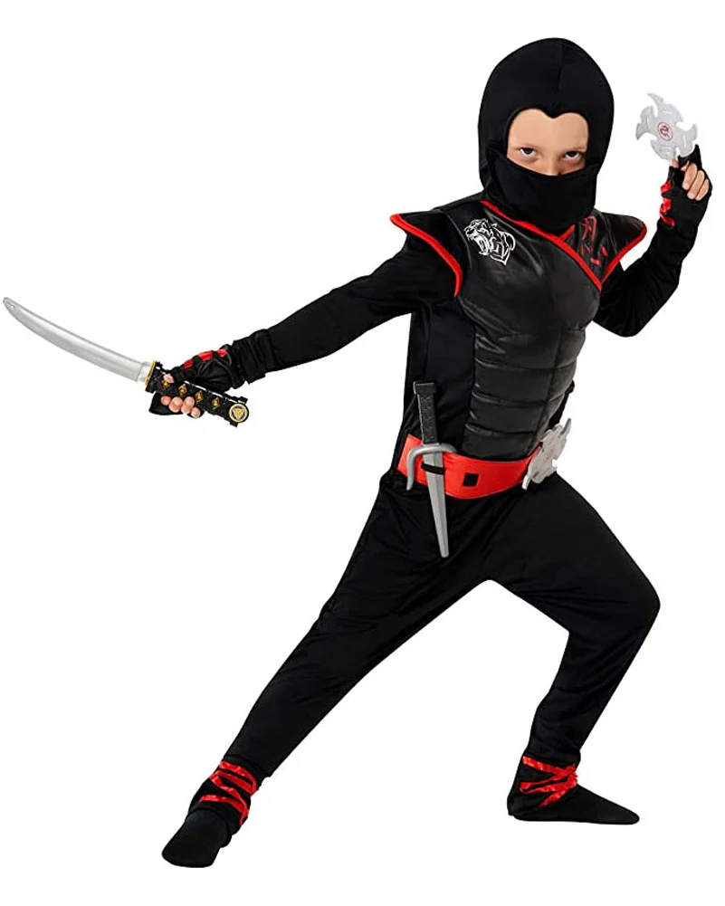 Red and Black Deadly Ninja Boys Costume - Image 4