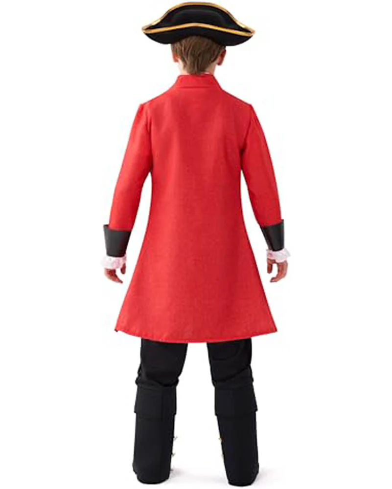 Red Captain Pirate Boys Costume - Image 2