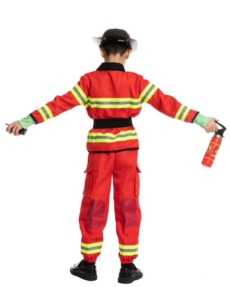 Red Firefighter Deluxe Complete Kids Costume - Image 2