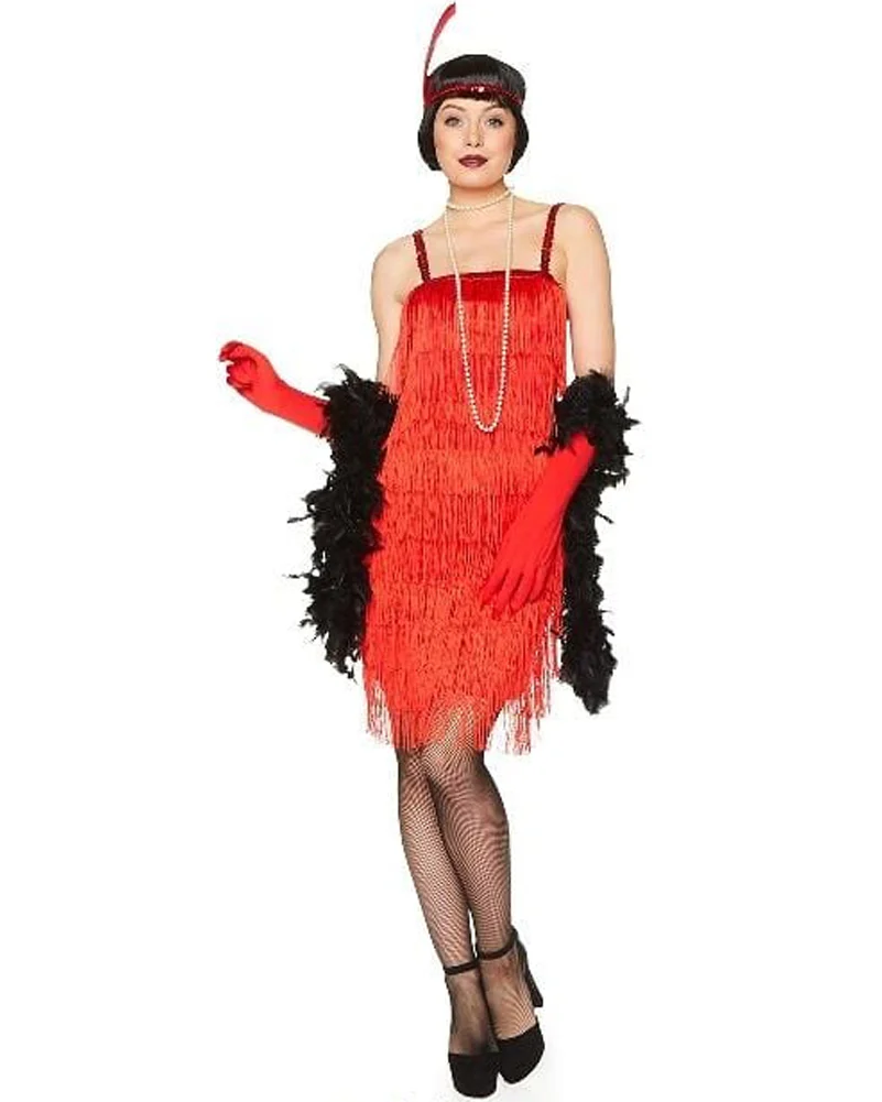 20s Red Flapper Dress Womens Costume - Image 2