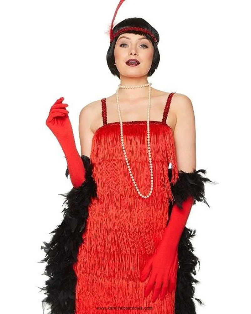 20s Red Flapper Dress Womens Costume - Image 3
