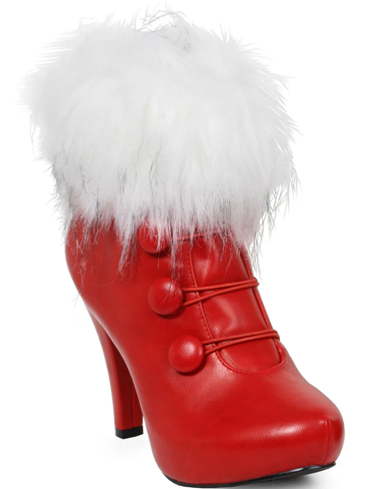 Red Mrs Claus Womens Christmas Boots - Image 2