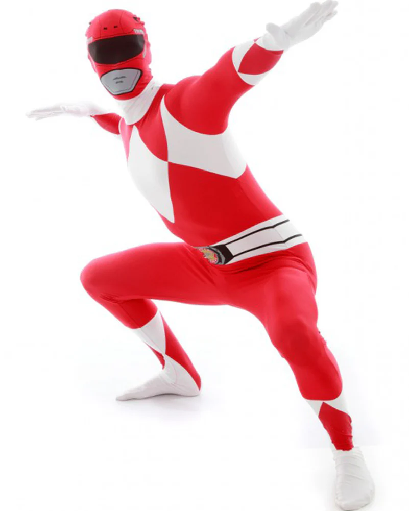 Red Power Rangers Morphsuit Adult Costume - Image 2