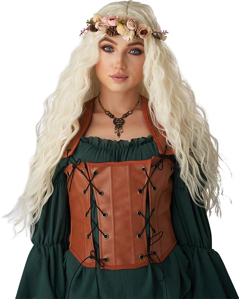 Renaissance Maiden Long Platinum Blonde Wig - Image 2