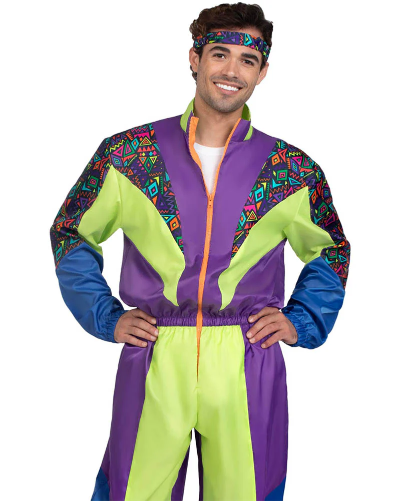 Retro 80s Tracksuit Mens Costume - Image 3