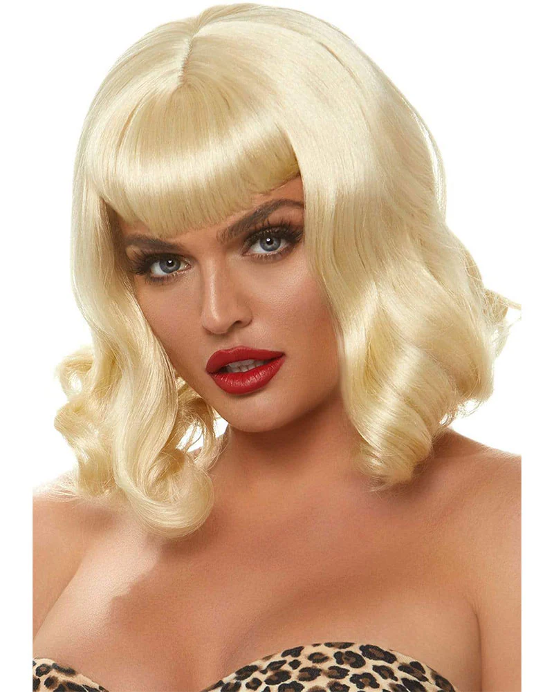 Retro Bangs Short Curly Blonde Wig - Image 3
