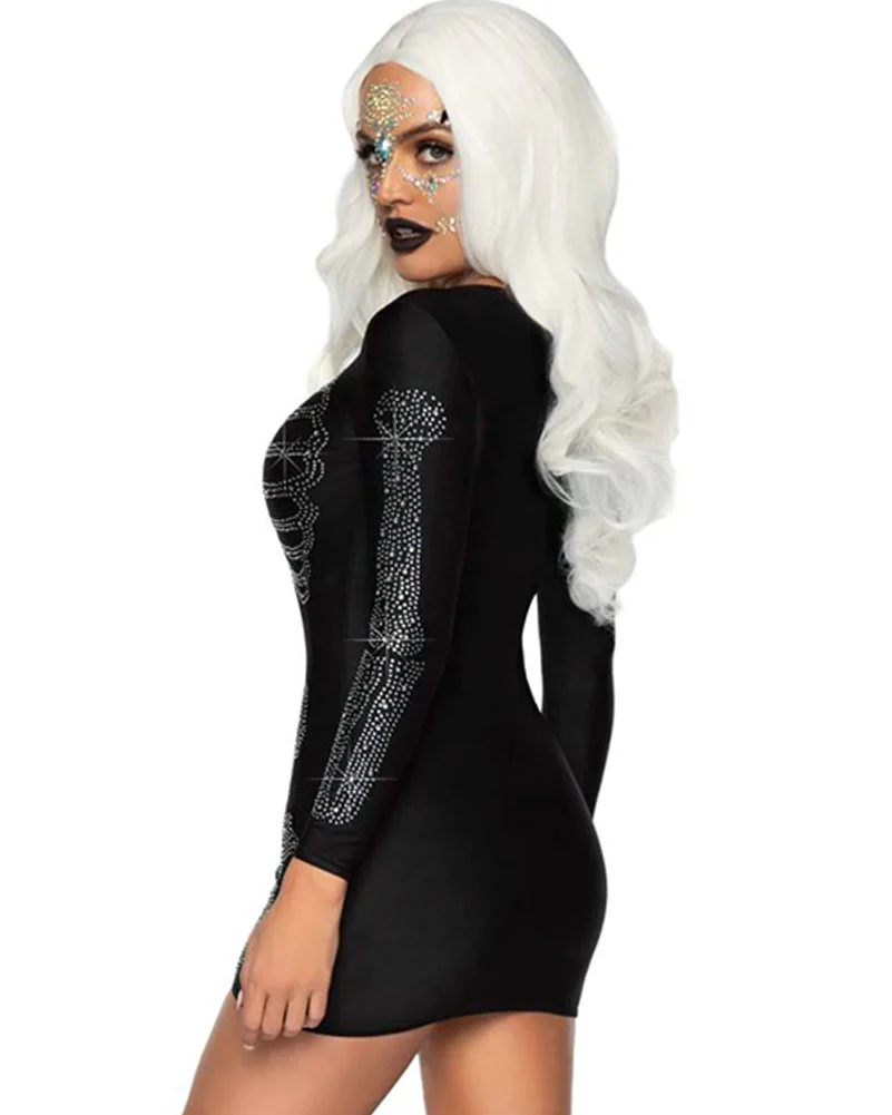Rhinestone Black Skeleton Womens Costume - Image 2