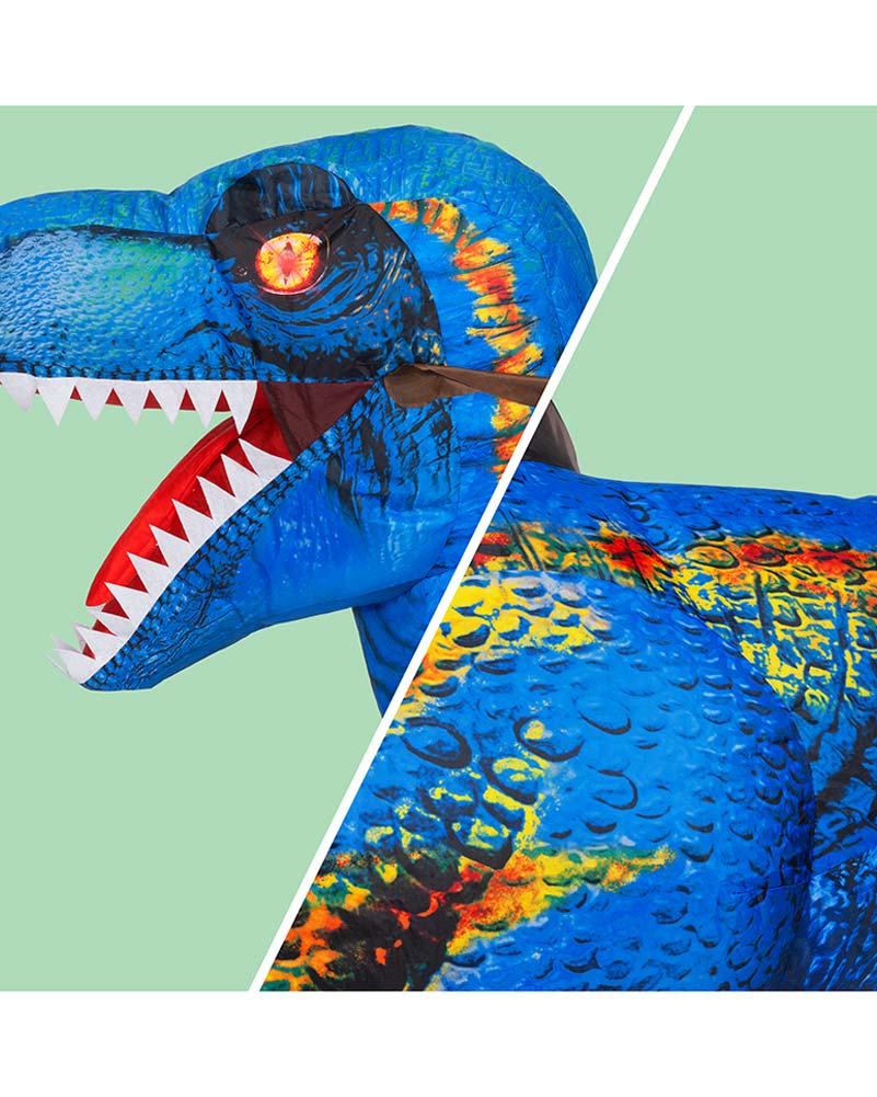 Riding A Raptor Blue Inflatable Kids Costume - Image 5