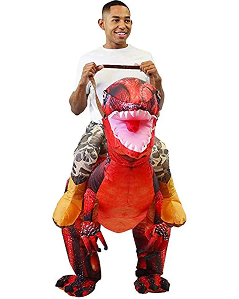 Riding A Red Raptor Inflatable Adult Costume - Image 2