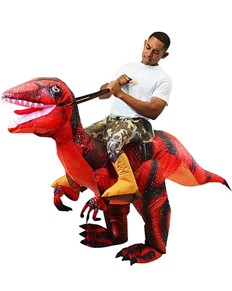 Riding A Red Raptor Inflatable Adult Costume - Image 3