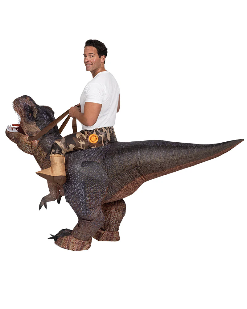Riding A T Rex Inflatable Adults Costume - Image 3